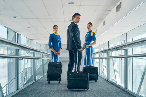 Pilot and Cabin Crew with Soft Sided Luggage